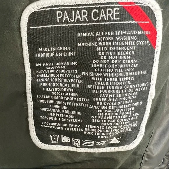 PAJAR Montreal grey green fur trim down parka winter coat M - Picture 13 of 15